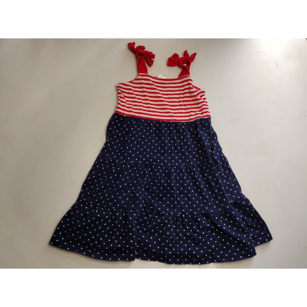 Gymboree Girls 3T Red White Blue Stars Stripes Patriotic Tiered Sun Dress‎